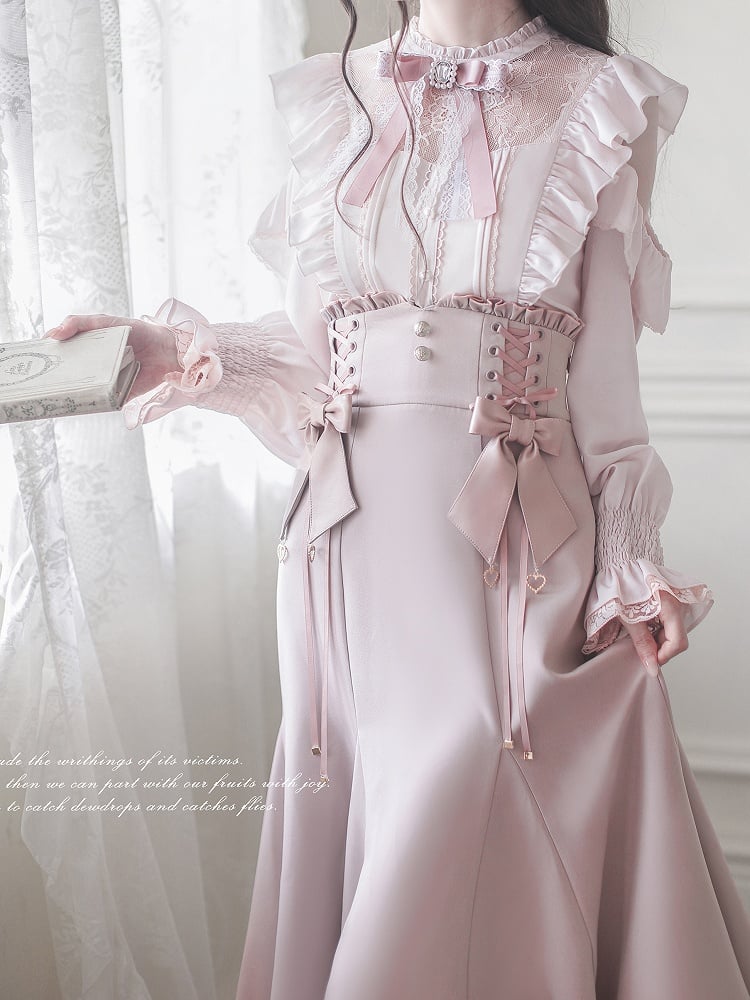 Trim Jirai - Rhinestone Elegant Accent Pink Kei Lace Tie Style Light and Sparkling Bow