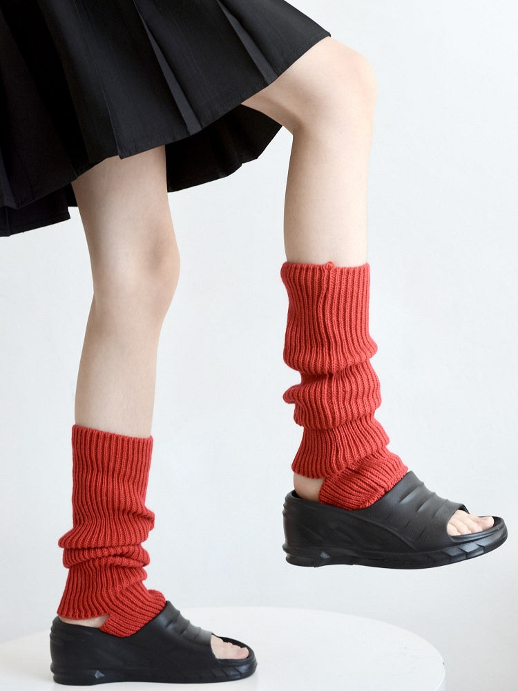 4 Colors Footed Knitted Leg Warmers