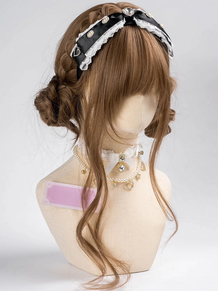 ジライケイ ラインストーンとビーズで飾られたレーストリム 蝶結び KC