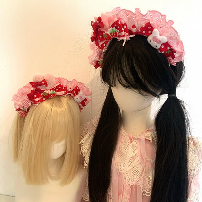 KC With Options 2 Applique Ear Pink Bunny Bowknot Strawberry