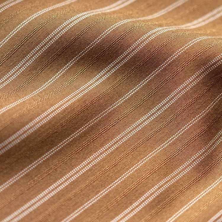 Sleeves Striped Elegant Bowtie Shirt Brown Long with Mocha