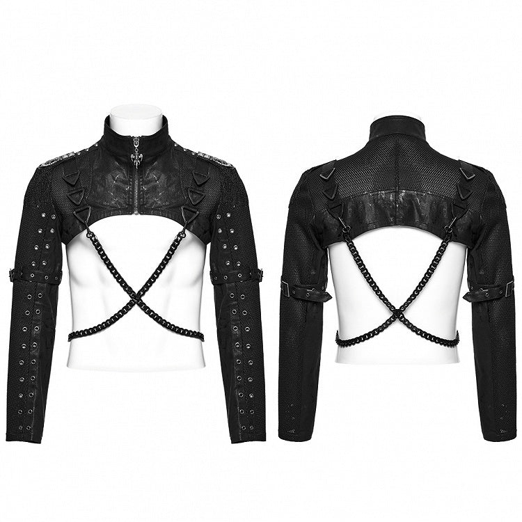 Black Men's Punk Cool Ultra Short Jacket