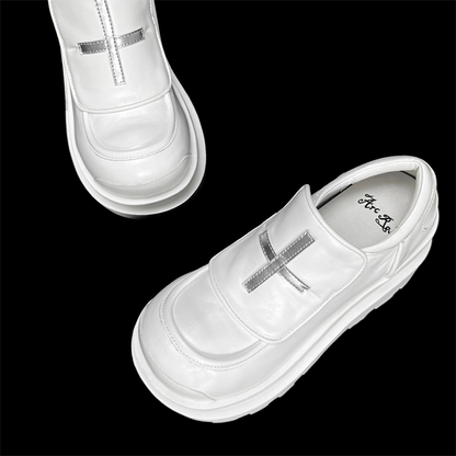 White Platform Fit Motif Design Shoes Slip-in Cross Punk with