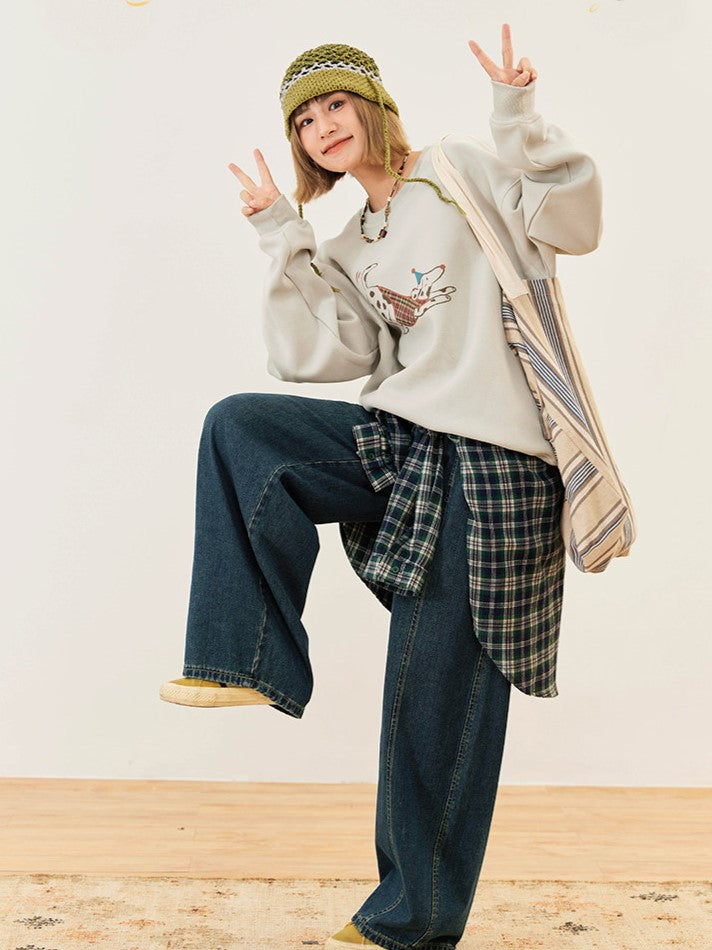 Seam Vintage - Trousers Center Front Denim High-waisted