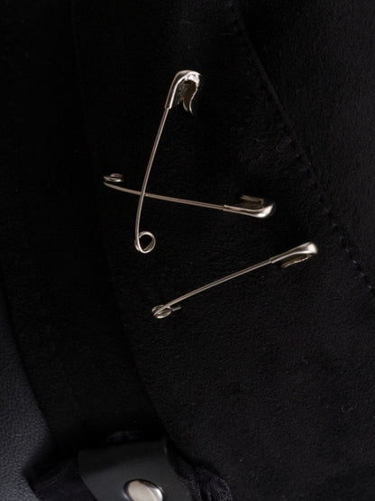 Beret Black Trim Gothic Hat Ruffled Pin Decorated