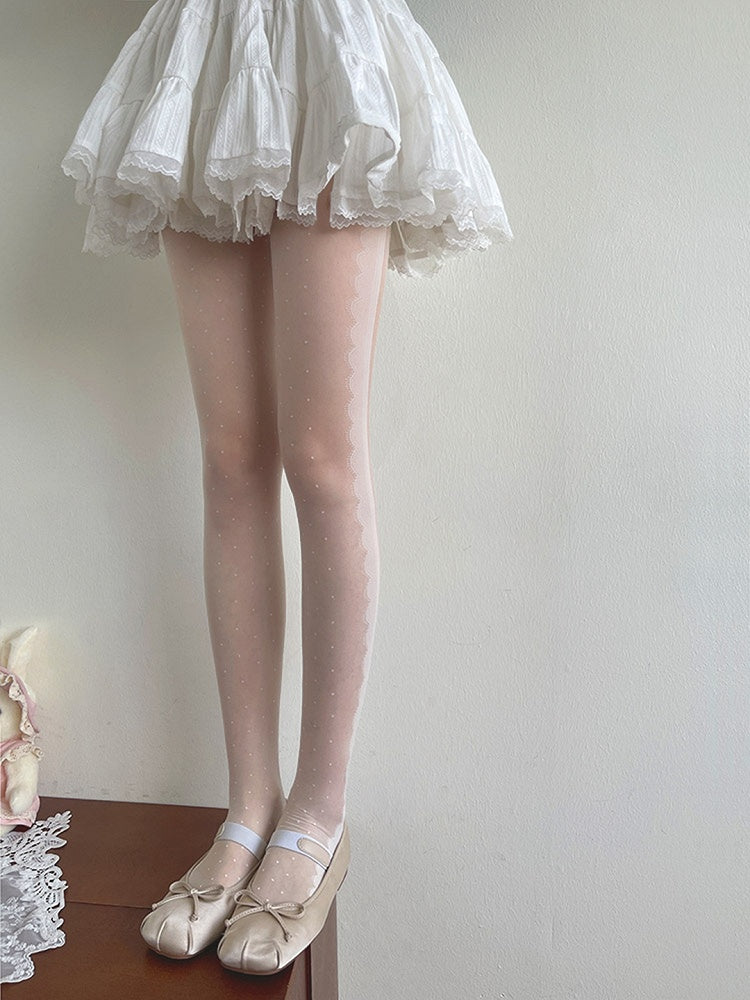 Lolita White Pattern Polka-dot Tights