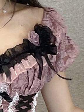 Tulle Rose Lolita Black Brooch