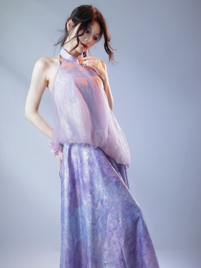 Light Purple Halter Neck Top - sijinstudio