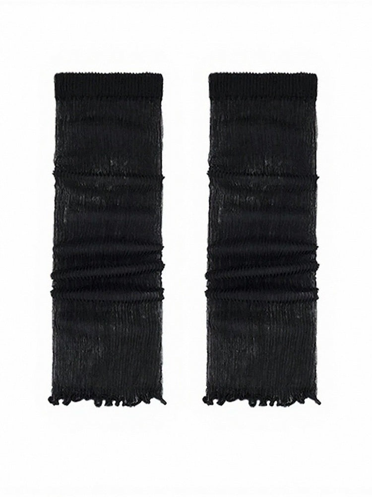 Ribbed Semi-sheer Ruffle Leg Warmers - ModaSwings