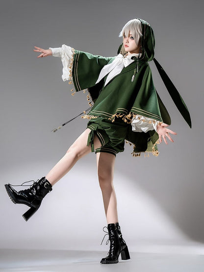 Lolita Hem Cape Green High-low Ouji Tassels