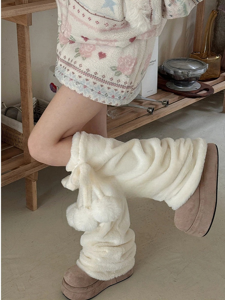 Pom-Pom Plush Warmers Leg
