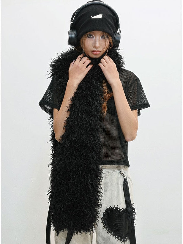 Black Plush Scarf