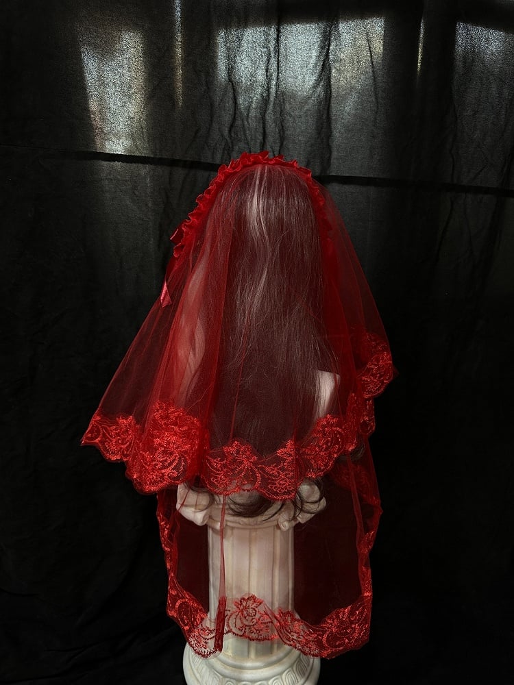 Gothic Hairband Veil with Lace Details - Custom Made Earrings