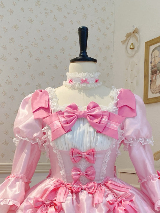 Weißes Halsband und Spitze Pink / Schwarz