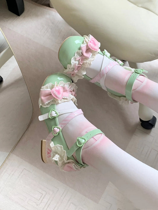 Green Strawberry Mary Sweet Jane Matcha Lolita Shoes Cake