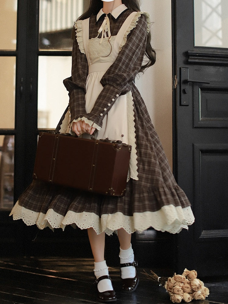 Lace Apron Decoration Bowknot Trim with Beige