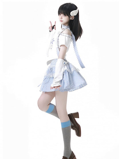 White Button Angel Armwear Accent Wing Blue/Pink