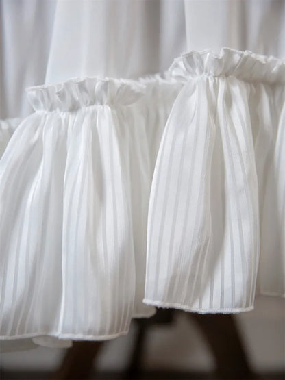 フリル裾サイズ ホワイトシャーリング 50-100CM ウエストクリアランスフリー アンダースカート