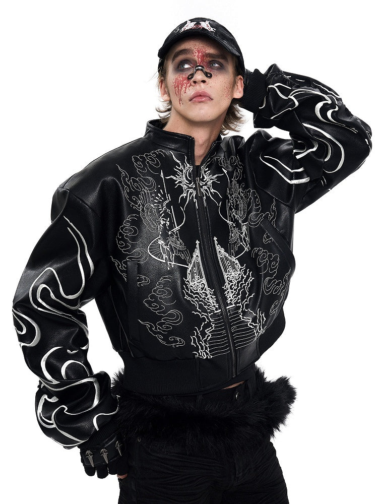 Jacket Closure Black Short Zip Neck Mock Unisex with