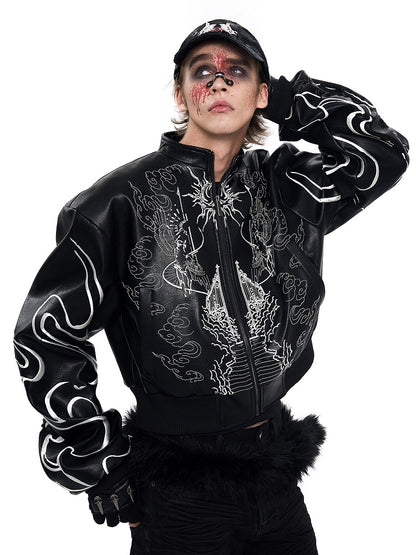 Jacket Closure Black Short Zip Neck Mock Unisex with