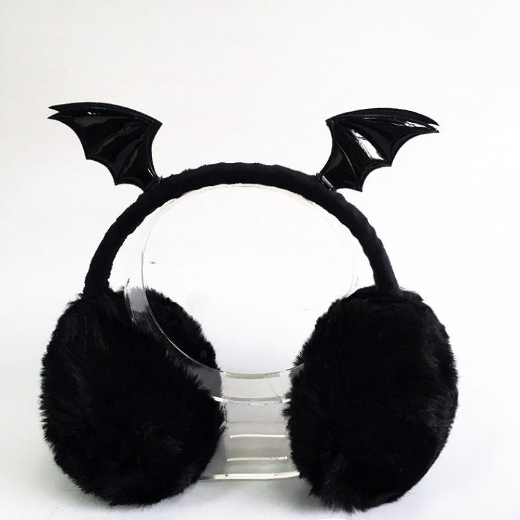 Wings Earmuffs Plush Black Bat