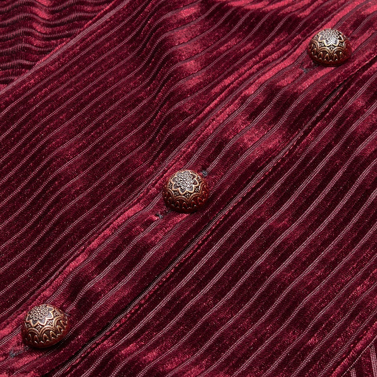 Red Velvet Dark-Grain Gothic Shirt