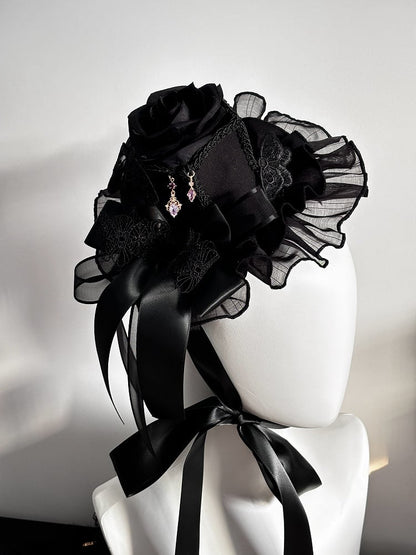Black Rose Top Kuro Gothic Mini Hat
