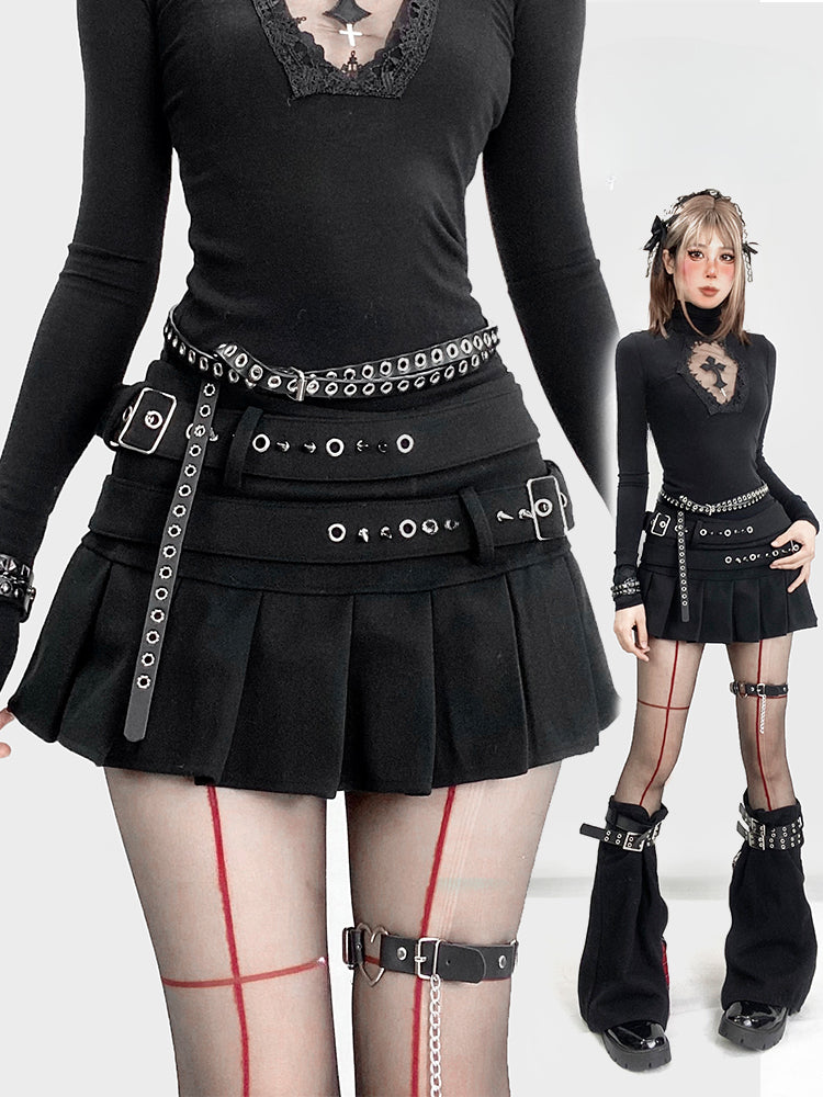 Top Schwarz Glamourös Gothic Hals Detail Cutout Kreuz Hoch Y2K