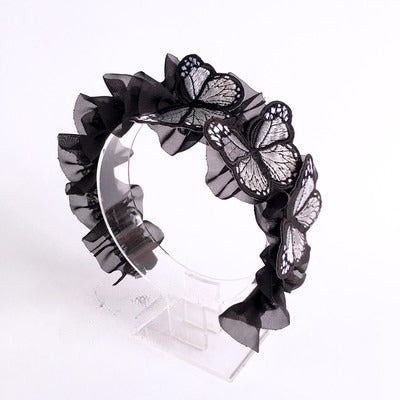 Butterfly Ruffled Embellished KC Black Gothic Gray/Blue/Red/Orange
