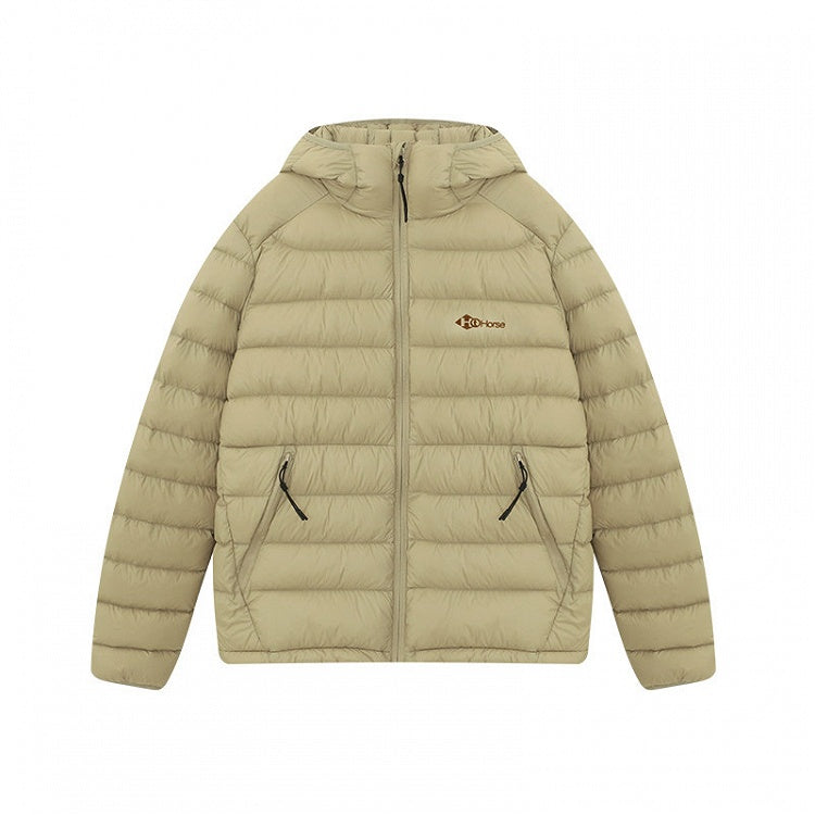 Down Construction Baffle Green Jacket Hooded