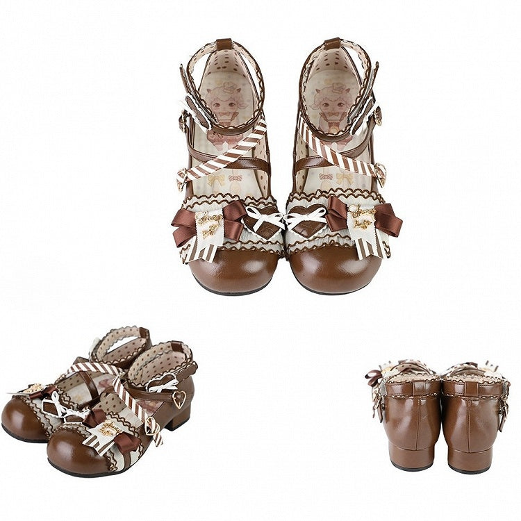 Shoes with Lolita Jane Sweet Bow Embellishments Mary Low-heel Brown
