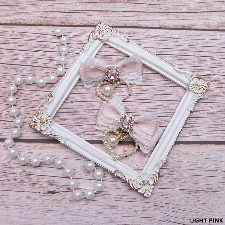 Bowknot Hairclip Options Lace Kei Jirai Charm 10 Heart Pearl Color