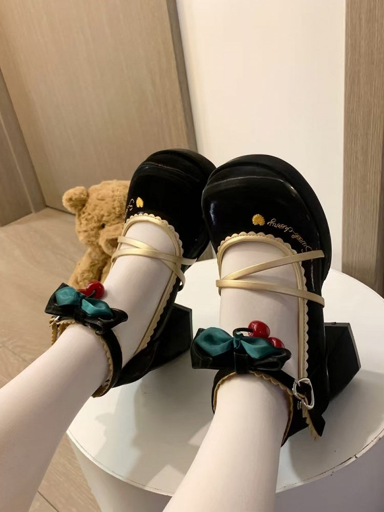 Lolita Mary Heart with Shoes Snap Sweet Jane Black