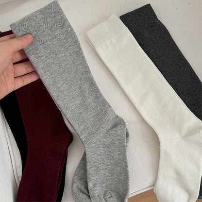ホワイト/ライトグレー/ダークグレー/ダークレッド/ブラックコットンニーハイストッキング