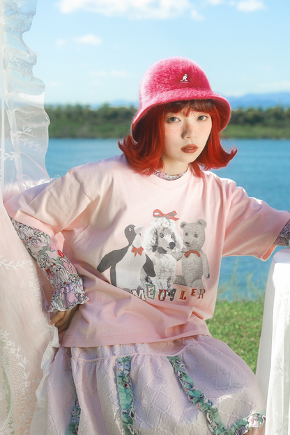 クマペンギンコラージュヴィンテージTシャツ