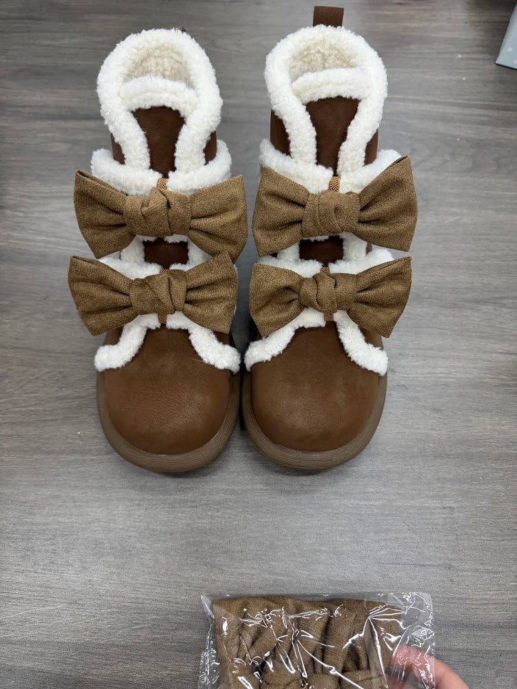 Brown Boots Loop Sweet Lolita Detachable Sole Fastener Platform Accents - and Dark 3cm Hook Bow