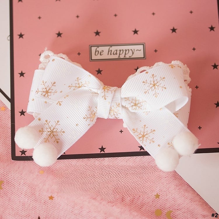 2 Options Sweet Lolita Snowflake Bowknot Hairclip