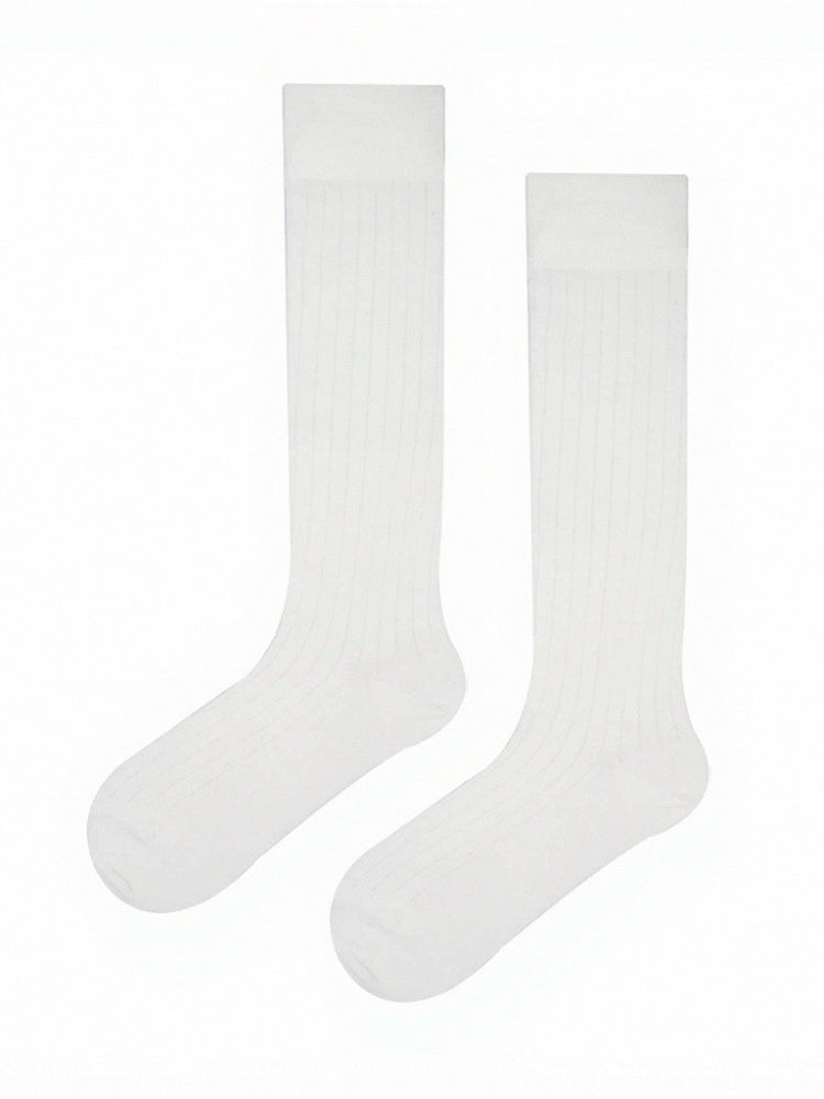 4 Colors Solid Minimalist Ribbed Calf Socks - ModaSwings