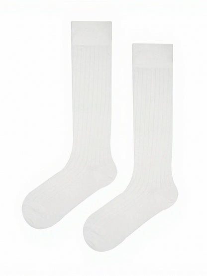4 Colors Solid Minimalist Ribbed Calf Socks - ModaSwings