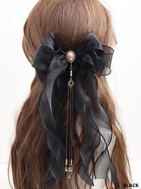 Color Hairclip Options 11 Lolita Organza Tassel Bowknot Pearl