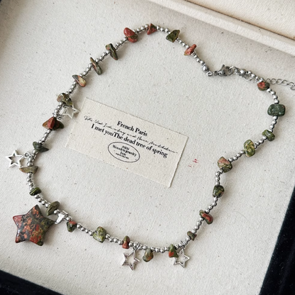 Wasteland Punk Sandstein Stern Anhänger Y2K Halskette