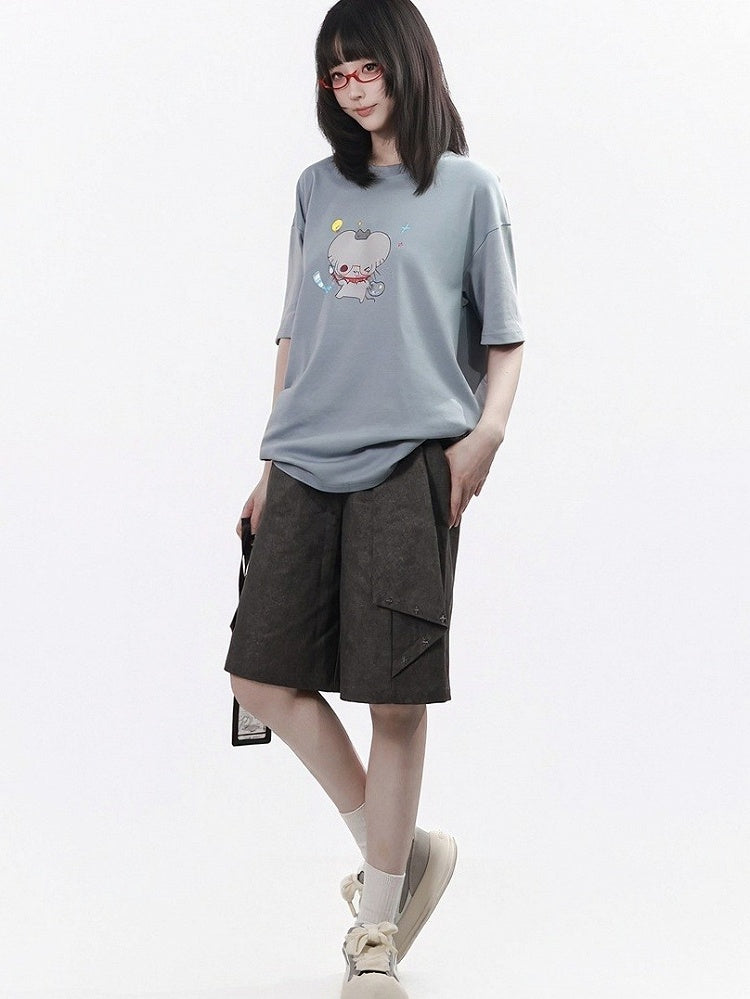 Black Asymmetrical Wide Leg Shorts - PINK SAVIOR