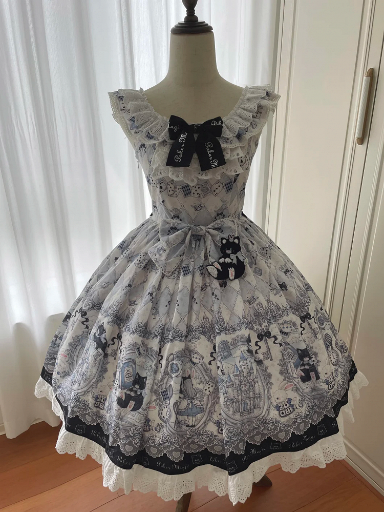 不思議の国のアリステーマのバニースイートロリータジャンパープリントスカートとアリスキティドレス