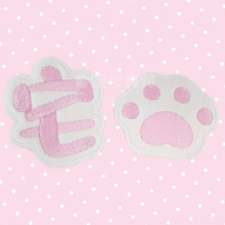 Hair Pink Embroidered Clip Velcro Paw Cat