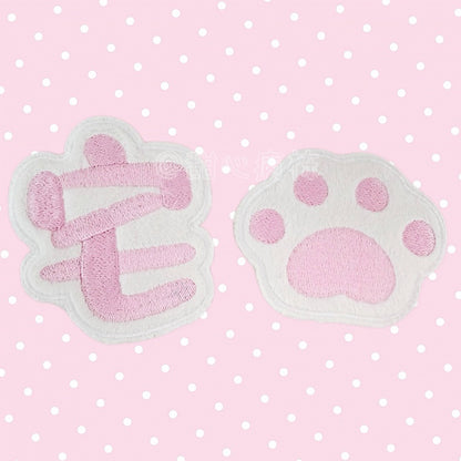 Hair Pink Embroidered Clip Velcro Paw Cat