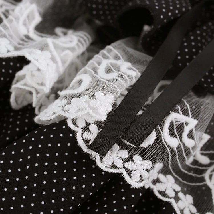 Jupe-short étagée en dentelle à pois - serendipity