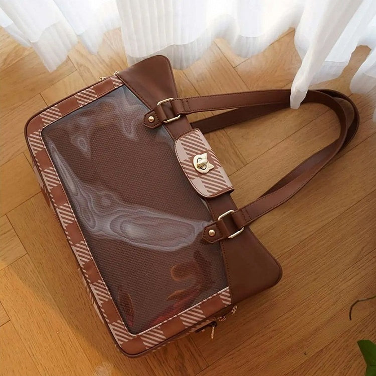 Plaid Large Tote Brown Ita Capacity Pattern Bag