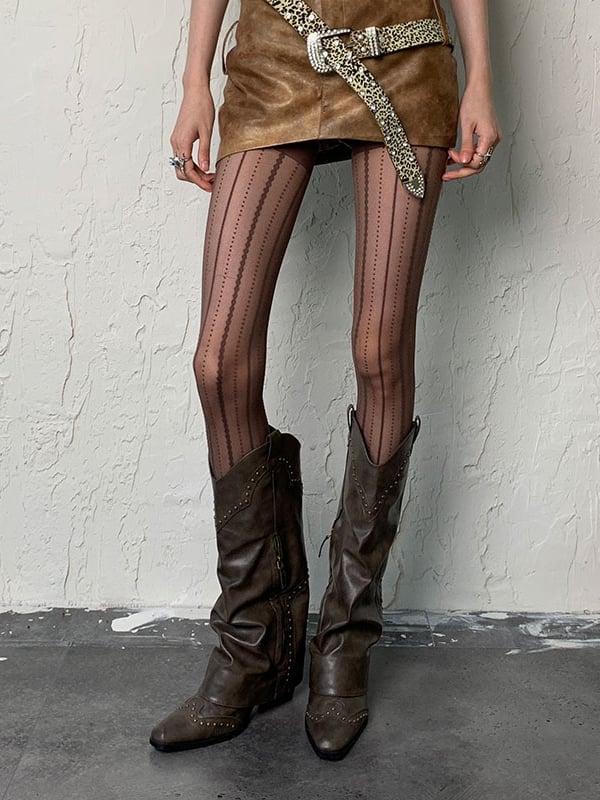 Tights Striped Pattern 6 Options Y2K Color