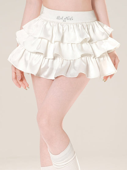 Mini-Stufenrock High Waist Schwarz/Weiß