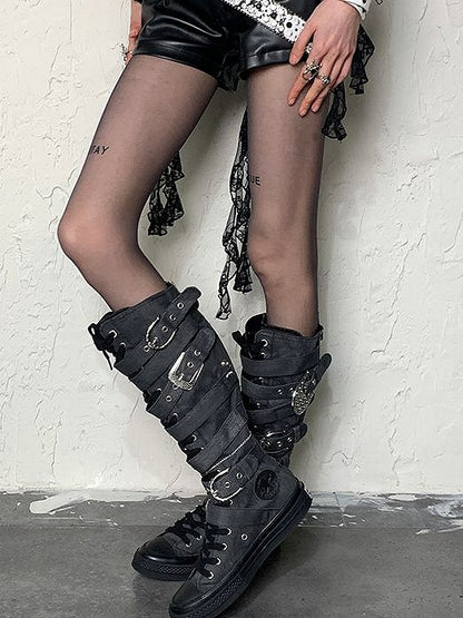 Black Print Tights Letter Y2K